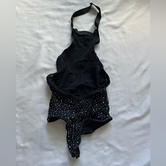 BLACK Rhinestone Mesh/Fishnet Rave Bodysuit - Picture 4 of 4